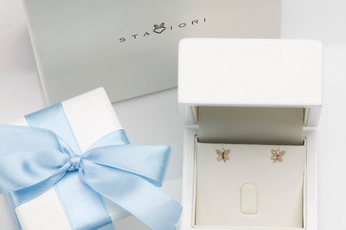 Złote kolczyki KXD1897 - Diament